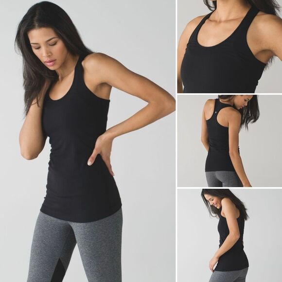 Bundle of 3 Lululemon Cool Racerback II Tank Tops in Plum, White & Black Size 8- - Picture 3 of 12